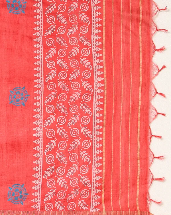 Bright_Red_Handloom_Block_Print_Unstitched_Dress_Material_For_Women