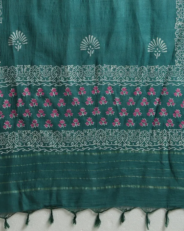 Dark_Green_Handloom_Floral_Unstitched_Dress_Material_For_Women