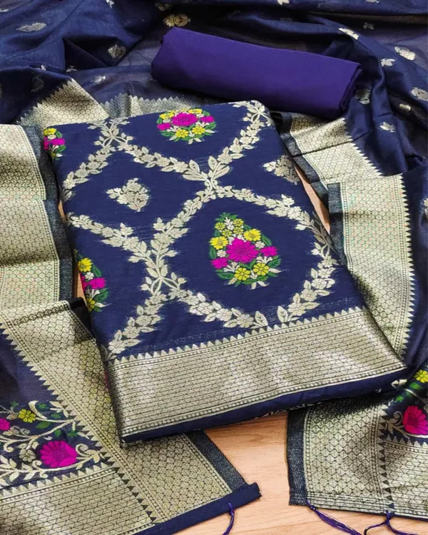 Banaras_Begum_Cotton_Brocade_Dark_Blue_Suit