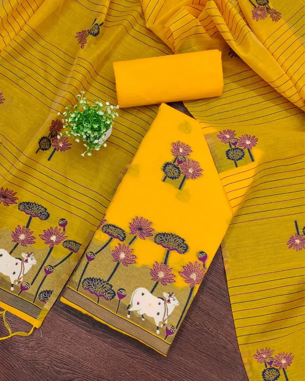 Banaras_Begum_Brocade_Cotton_Yellow_Suit
