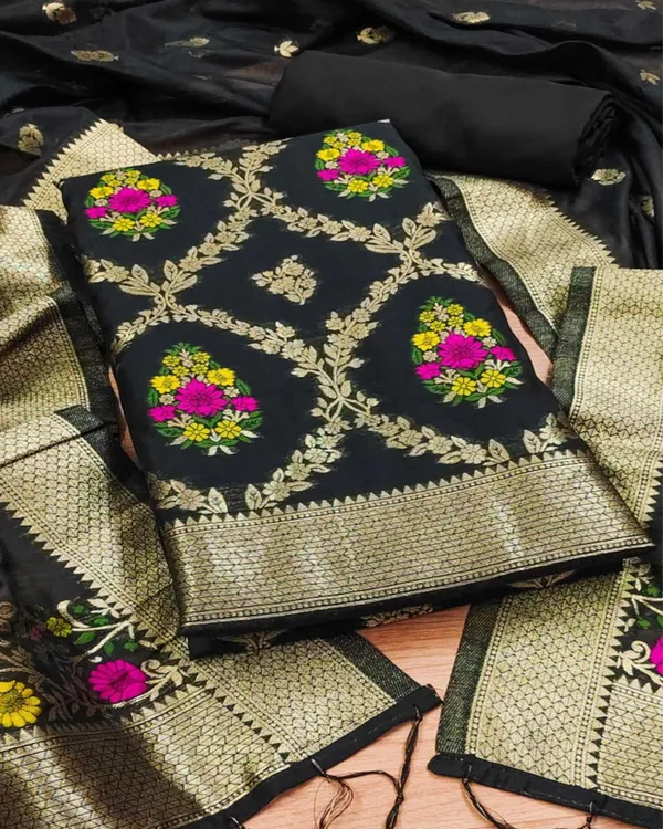 Banaras_Begum_Raven_Black_Brocade_Weaving_Cotton_Suit