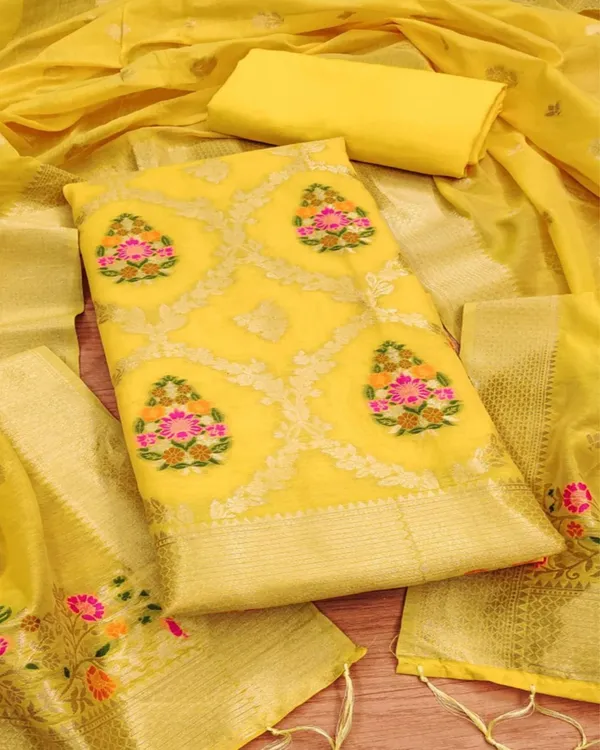 Banaras_Begum_Yellow_Brocade_Weaving_Cotton_Suit