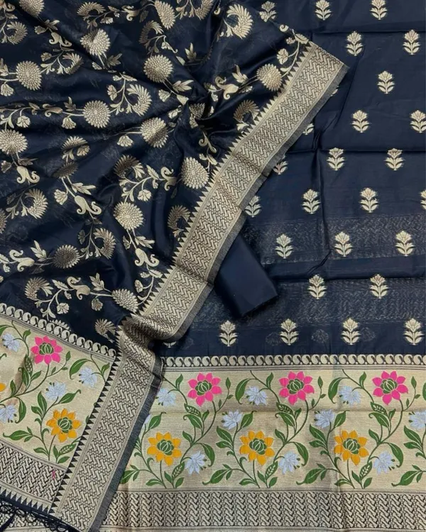 Banaras_Begum_Navy_Blue_Cotton_Brocade_Weaving_Suit