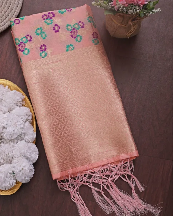 Banaras_Begum_Lichi_Silk_Brocade_Peach_Dupatta