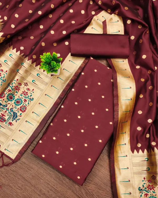 Banaras_Begum_Lichi_Silk_Maroon_Brocade_Suit