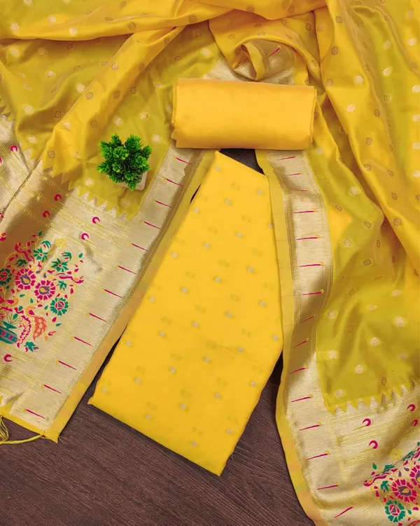 Banaras_Begum_Lichi_Silk_Yellow_Brocade_Suit
