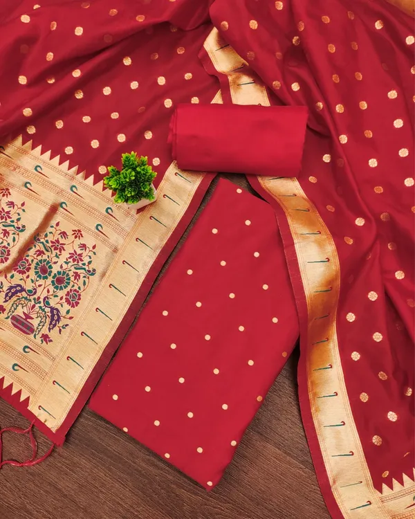 Banaras_Begum_Lichi_Silk_Red_Brocade_Suit