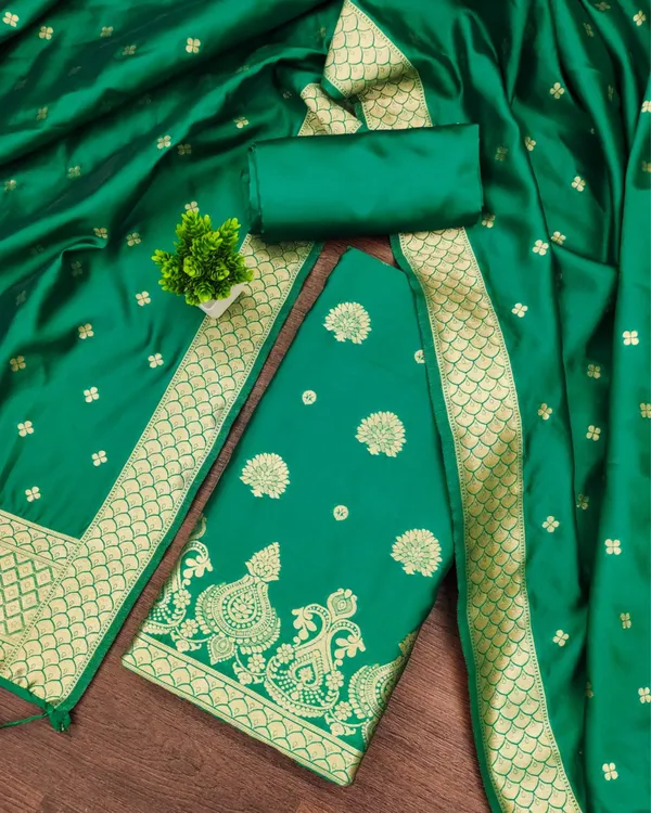 Banaras_Begum_Brocade_Lichi_Silk_Teal_Green_Suit