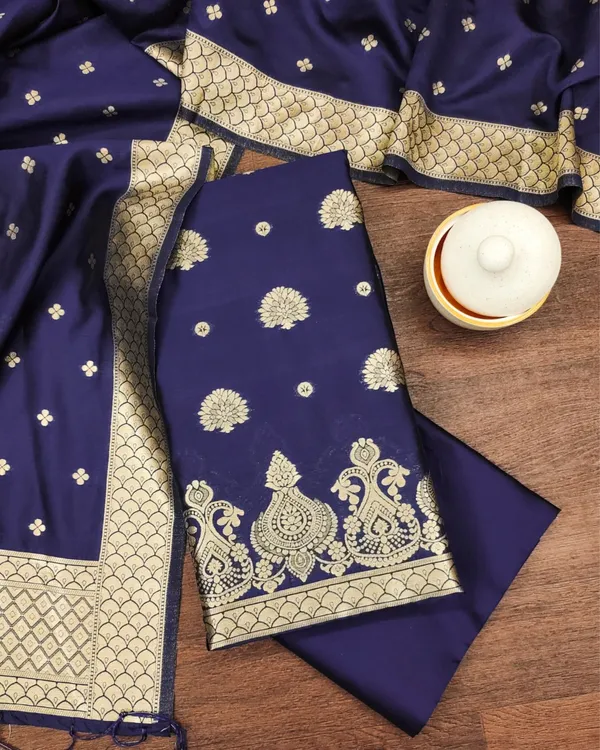 Banaras_Begum_Brocade_Lichi_Silk_Navy_Blue_Suit