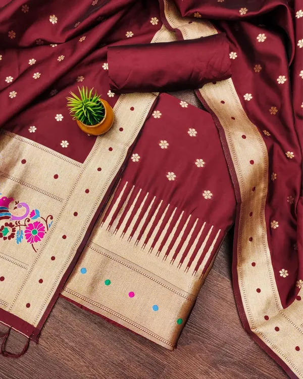Banaras_Begum_Lichi_Silk_Brocade_Suit_Maroon