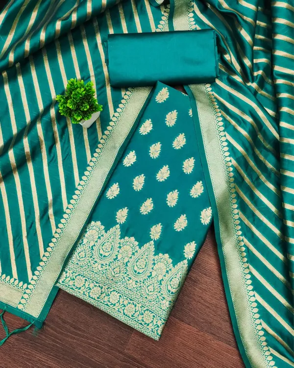 Banaras_Begum_Lichi_Silk_Teal_Green_Suit_Brocade_Weaving