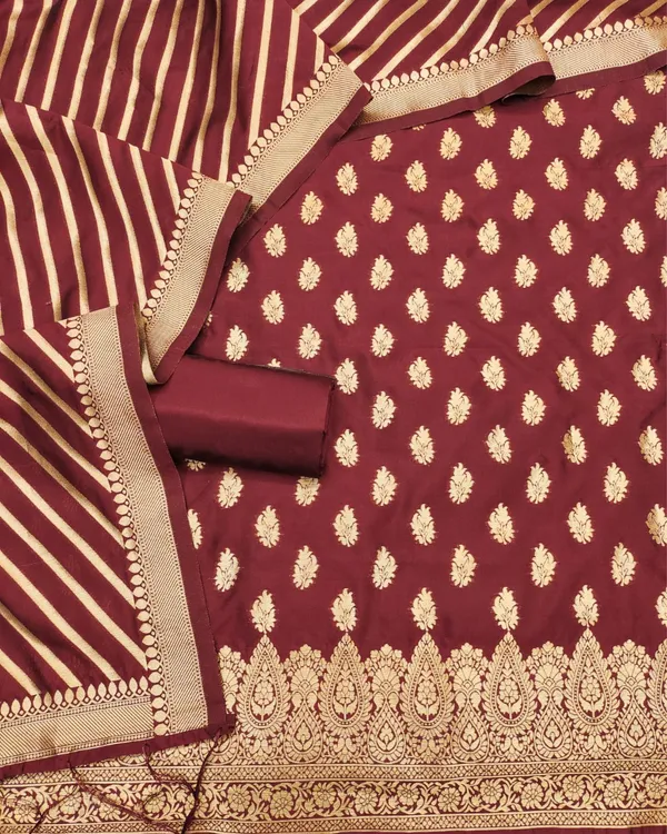 Banaras_Begum_Lichi_Silk_Maroon_Suit_Brocade_Weaving