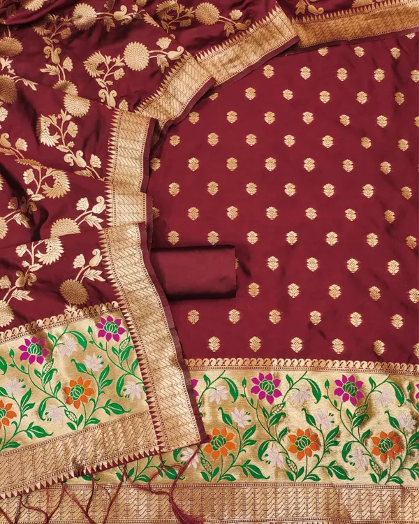 Banaras_Begum_Brocade_Weaving_Lichi_Silk_Brown_Suit