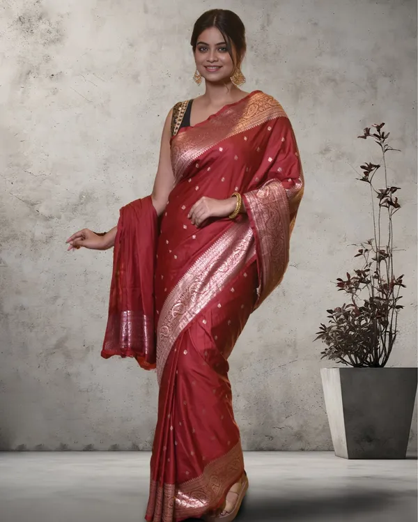 Wine_Red_Banarasi_Pure_Masharoo_Silk_Saree