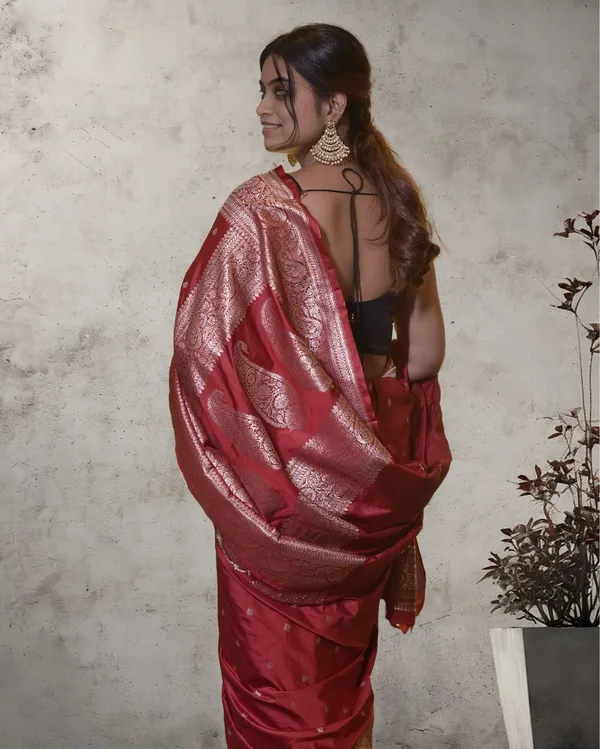 Wine_Red_Banarasi_Pure_Masharoo_Silk_Saree