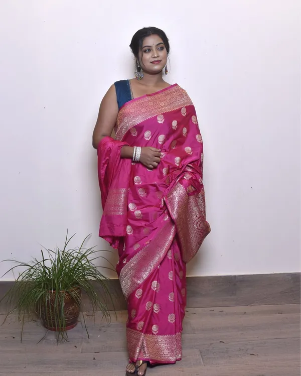 Pink_Banarasi_Pure_Masharoo_Silk_Saree
