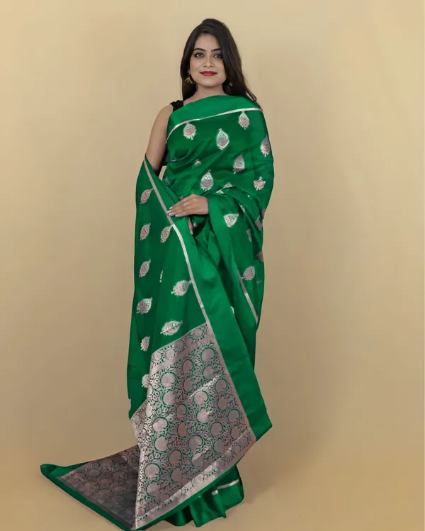 Green_Banarasi_Brocade_Organza_Silk_Saree