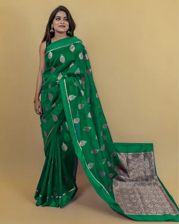 Green_Banarasi_Brocade_Organza_Silk_Saree