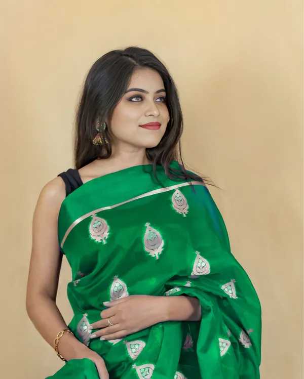 Green_Banarasi_Brocade_Organza_Silk_Saree