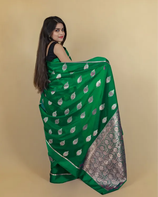 Green_Banarasi_Brocade_Organza_Silk_Saree