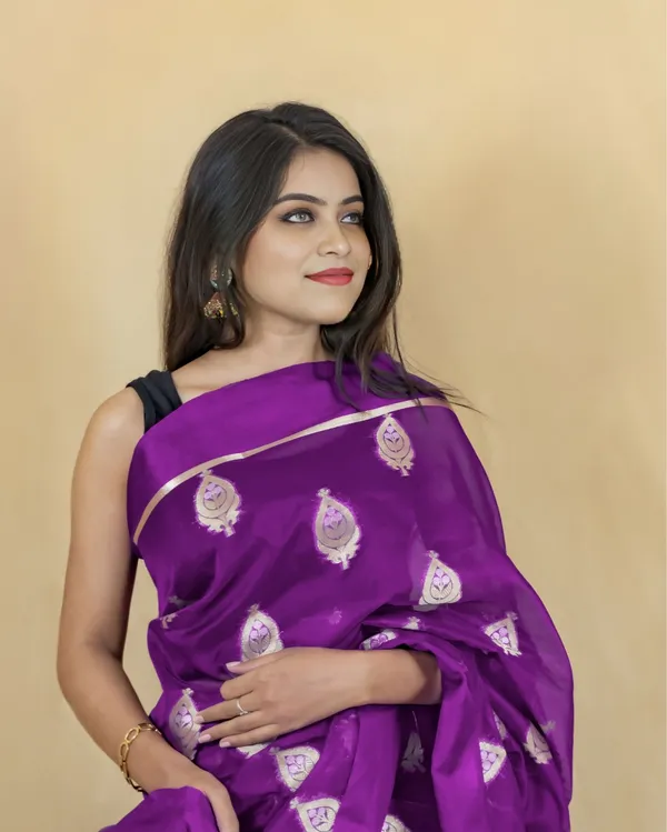 Purple_Banarasi_Brocade_Organza_Silk_Saree