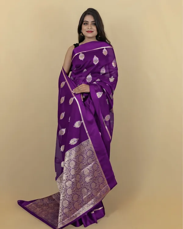 Purple_Banarasi_Brocade_Organza_Silk_Saree