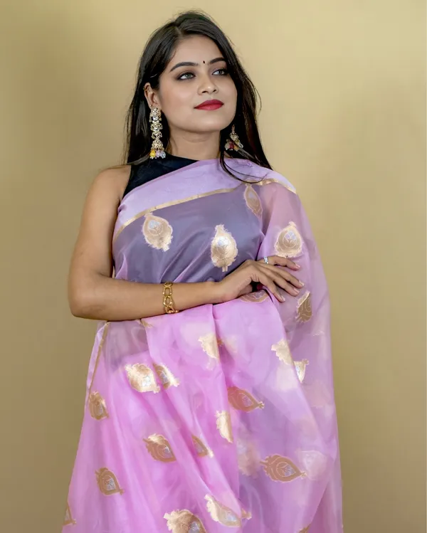 Pink_Banarasi_Brocade_Organza_Silk_Saree