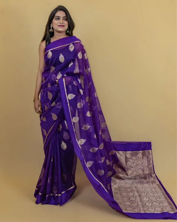Dark_Purple_Banarasi_Brocade_Organza_Silk_Saree