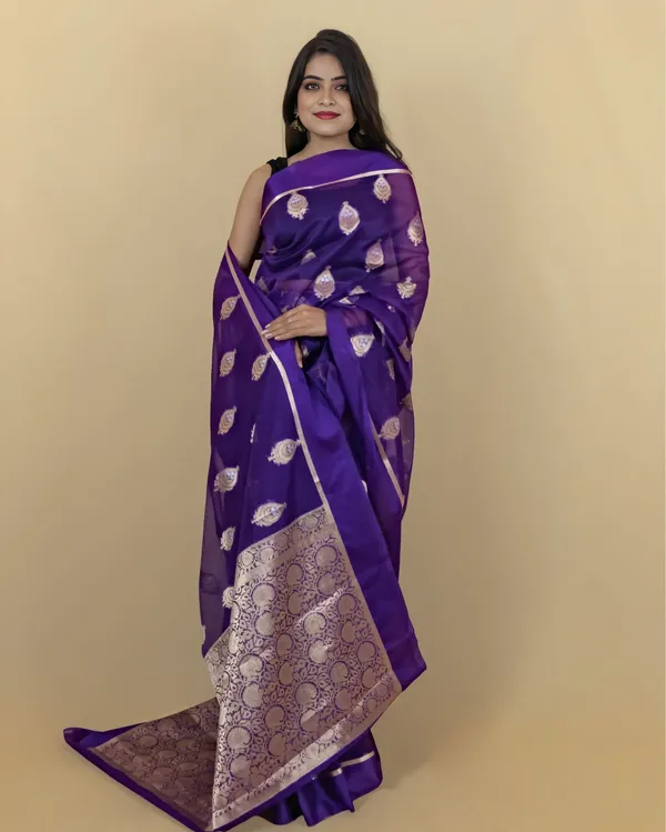 Dark_Purple_Banarasi_Brocade_Organza_Silk_Saree