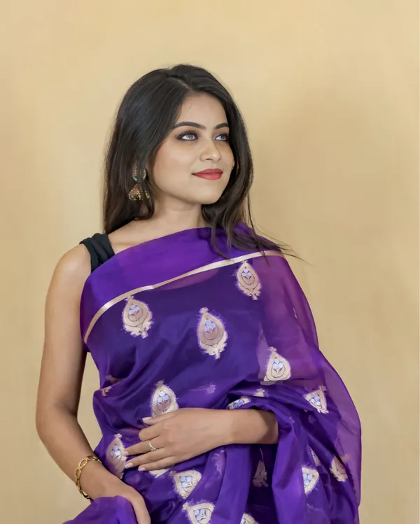 Dark_Purple_Banarasi_Brocade_Organza_Silk_Saree
