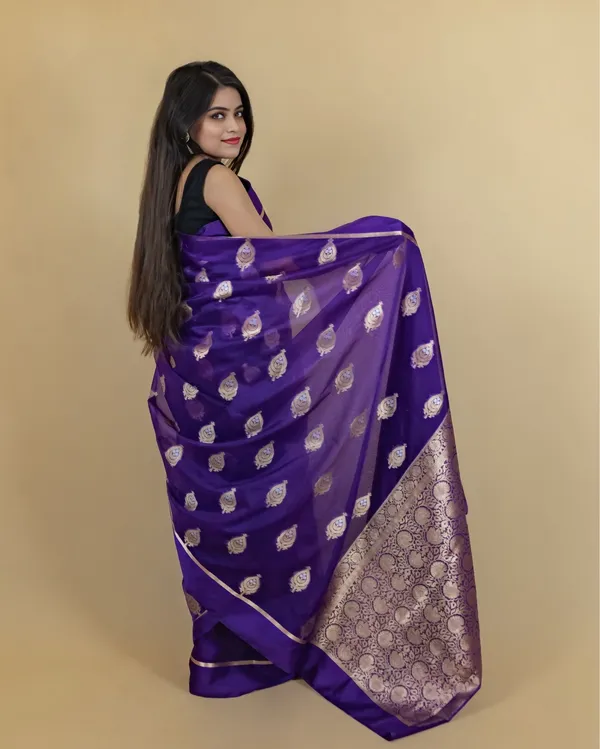 Dark_Purple_Banarasi_Brocade_Organza_Silk_Saree