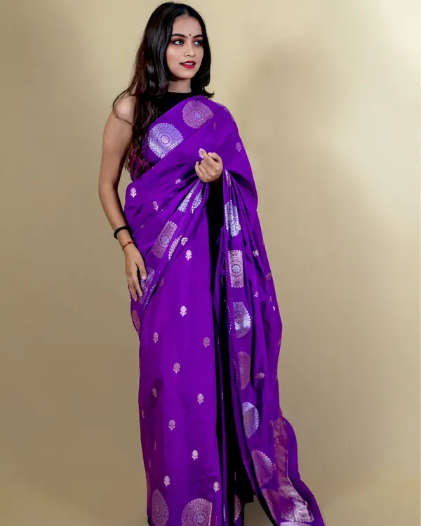 Purple_Banarasi_Brocade_Raw_Mango_Silk_Saree