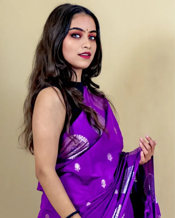 Purple_Banarasi_Brocade_Raw_Mango_Silk_Saree