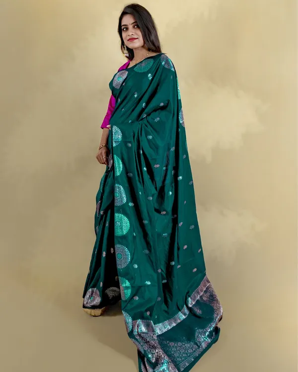 Aqua_Green_Banarasi_Brocade_Raw_Mango_Silk_Saree