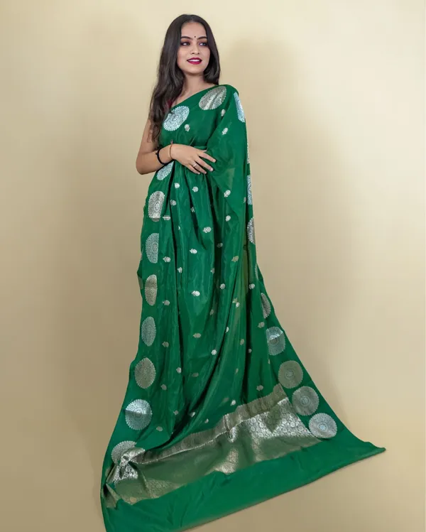 Green_Banarasi_Brocade_Raw_Mango_Silk_Saree