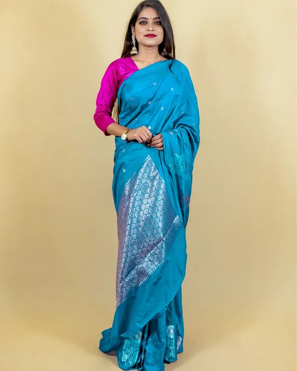 Sky_Blue_Banarasi_Brocade_Raw_Mango_Silk_Saree