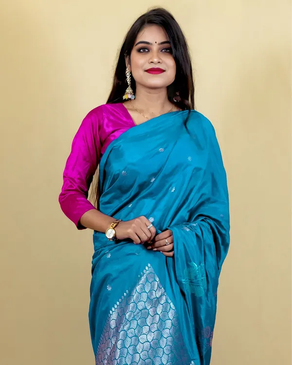 Sky_Blue_Banarasi_Brocade_Raw_Mango_Silk_Saree