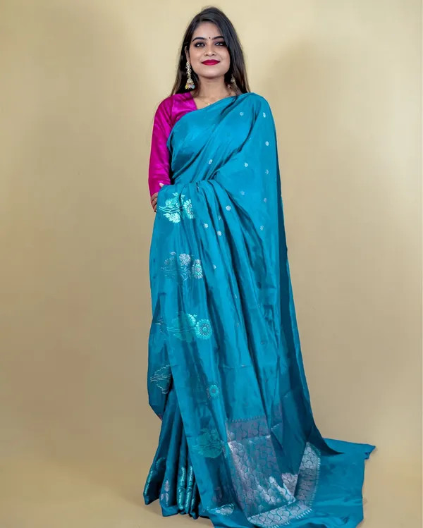 Sky_Blue_Banarasi_Brocade_Raw_Mango_Silk_Saree