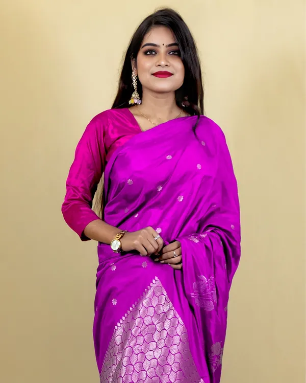 Pinkish_Purple_Banarasi_Brocade_Raw_Mango_Silk_Saree
