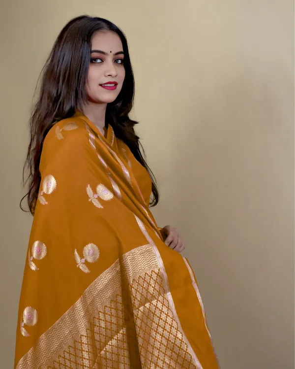 Orange_Banarasi_Brocade_Raw_Mango_Silk_Saree