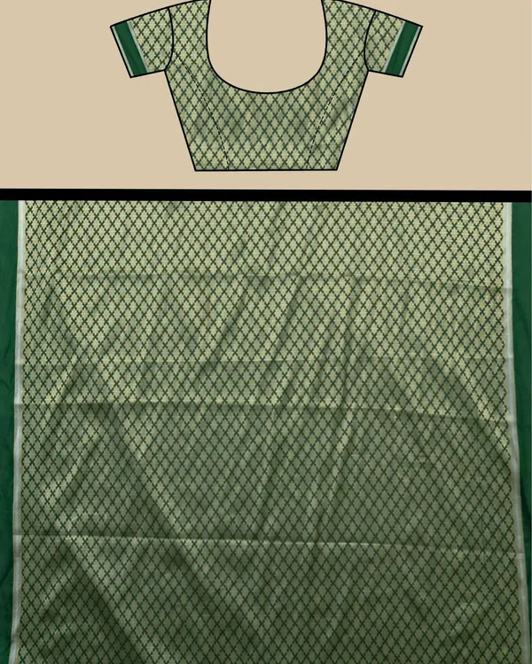 Dark_Green_Banarasi_Brocade_Raw_Mango_Silk_Saree