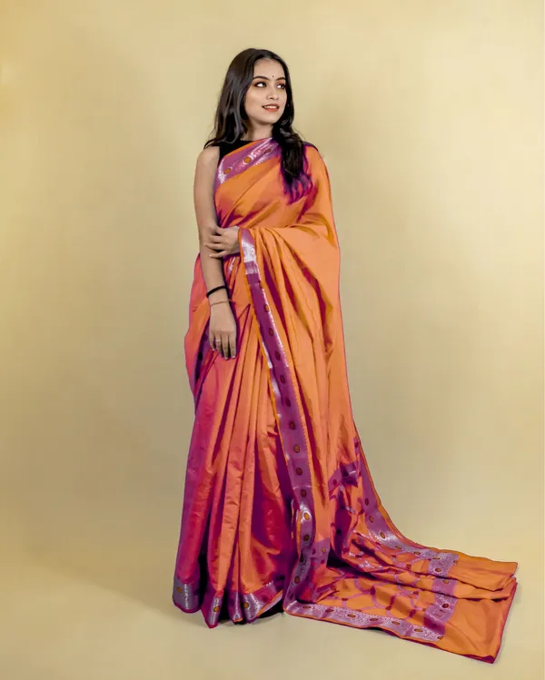 Bright_Orange_Banarasi_Brocade_Raw_Mango_Silk_Saree