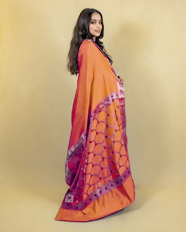 Bright_Orange_Banarasi_Brocade_Raw_Mango_Silk_Saree