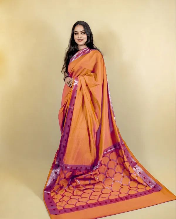 Bright_Orange_Banarasi_Brocade_Raw_Mango_Silk_Saree