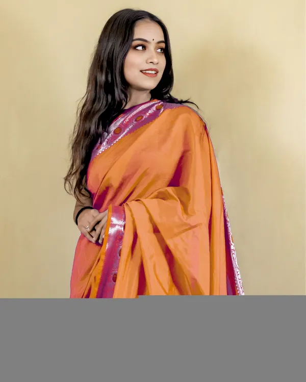 Bright_Orange_Banarasi_Brocade_Raw_Mango_Silk_Saree
