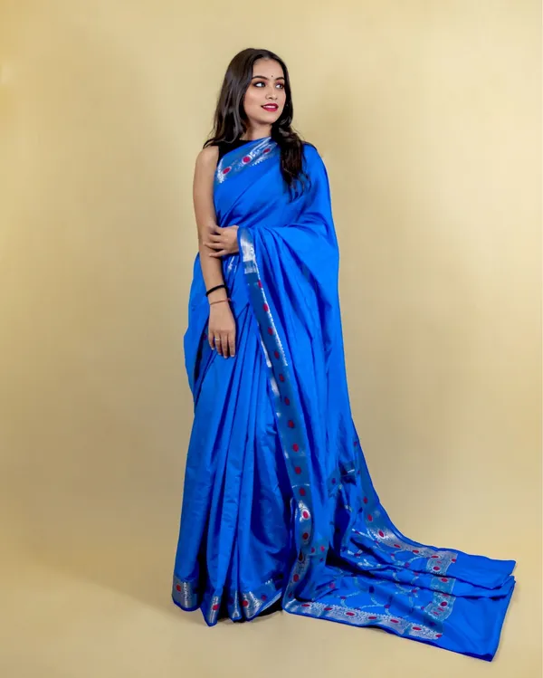 Royal_Blue_Banarasi_Brocade_Raw_Mango_Silk_Saree