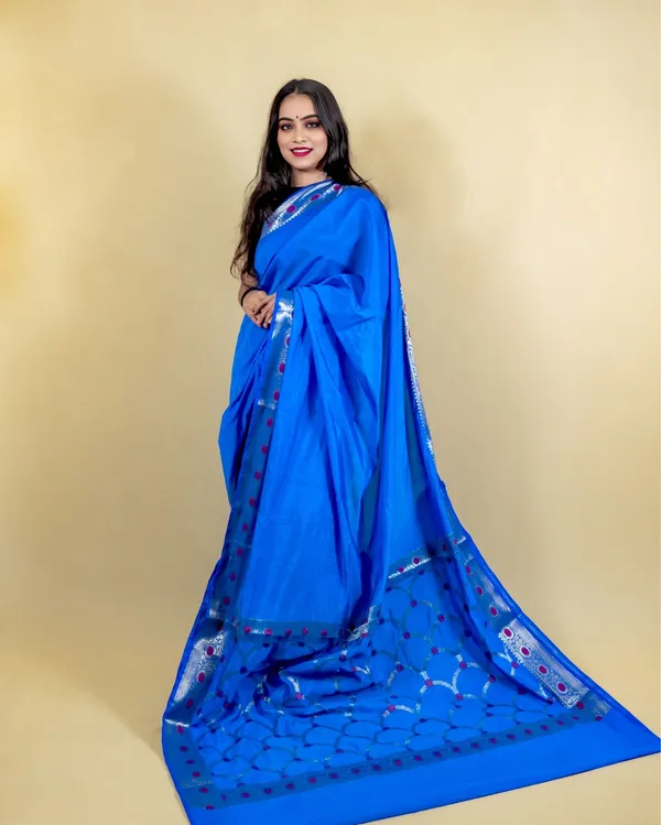 Royal_Blue_Banarasi_Brocade_Raw_Mango_Silk_Saree