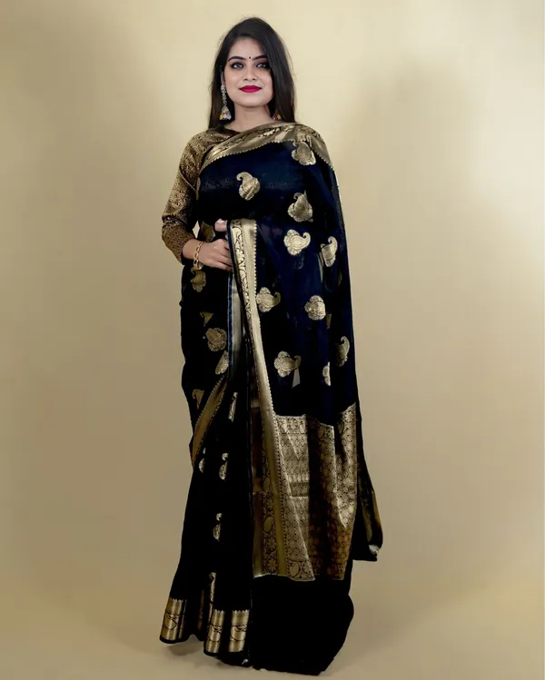 Black_Banarasi_Weaving_Tissue_Silk_Saree