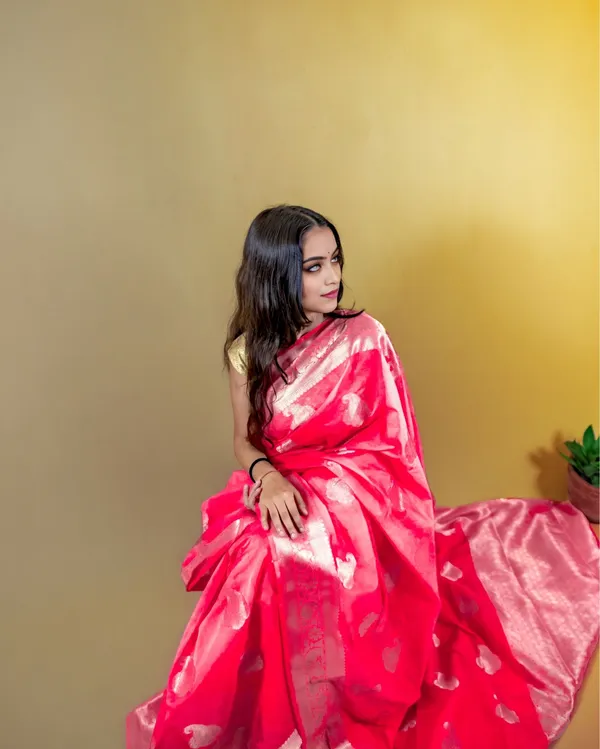 Red_Banarasi_Weaving_Tissue_Silk_Saree