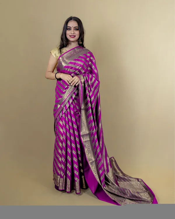 Fuchsia_Banarasi_Weaving_Tissue_Silk_Saree